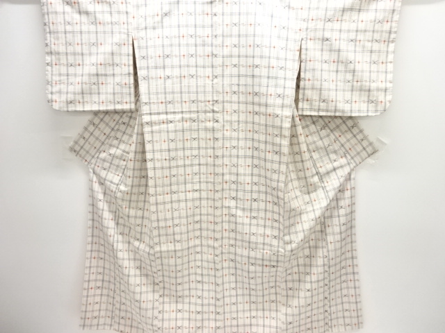 JAPANESE KIMONO / TSUMUGI / WOVEN GRID & KASURI PATTERN